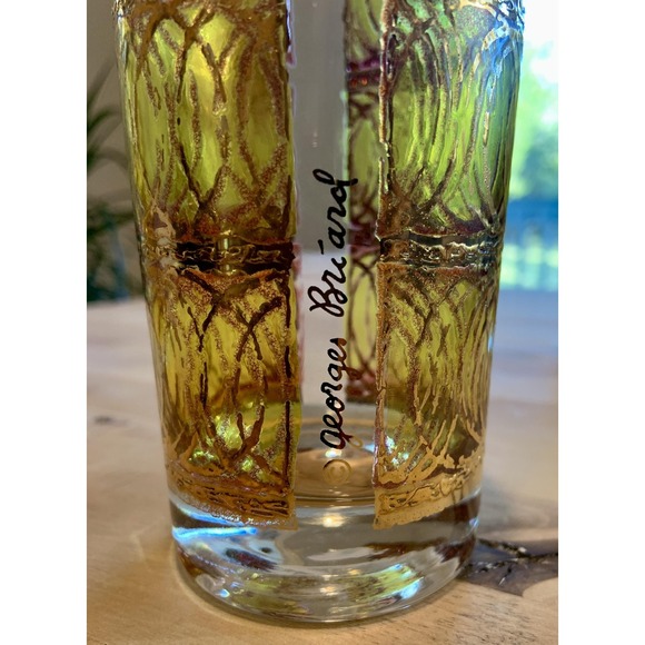 Vintage 1960s George Briard Gold Circle Whiskey Glasses Set of 3 - Picture 3 of 6